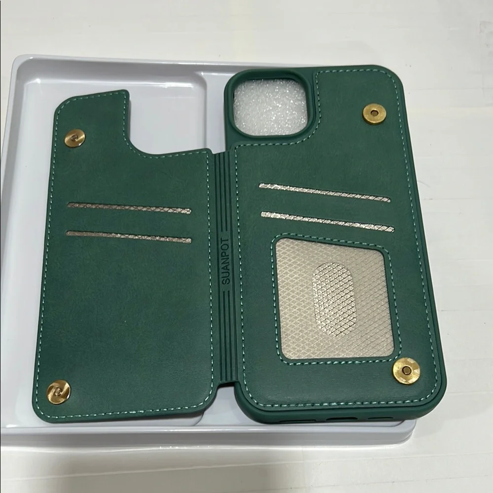SUANPOT Green Wallet Phone Case IP14Max NWT sea green
